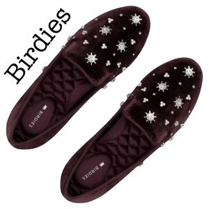 Birdies The Starling Maroon Crystal Velvet Slipper Ballet Flats Size 7